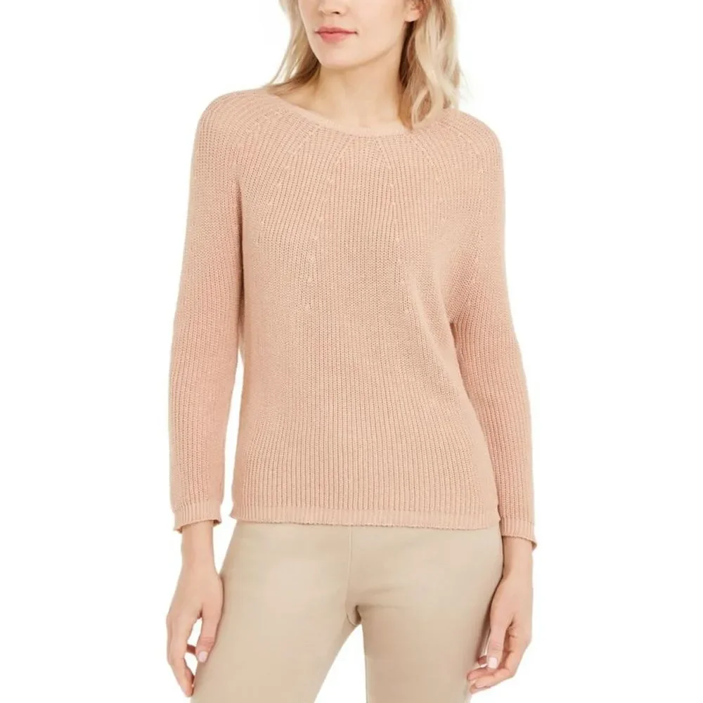 Marella Womens Pink Ribbd Cozy Causal Sweater Top NWT